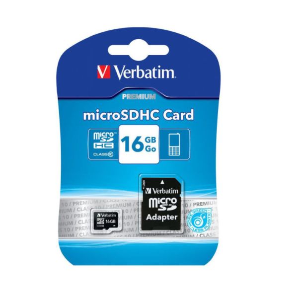 16 GB Verbatim microSDHC Class 10 Retail inkl. Adapter