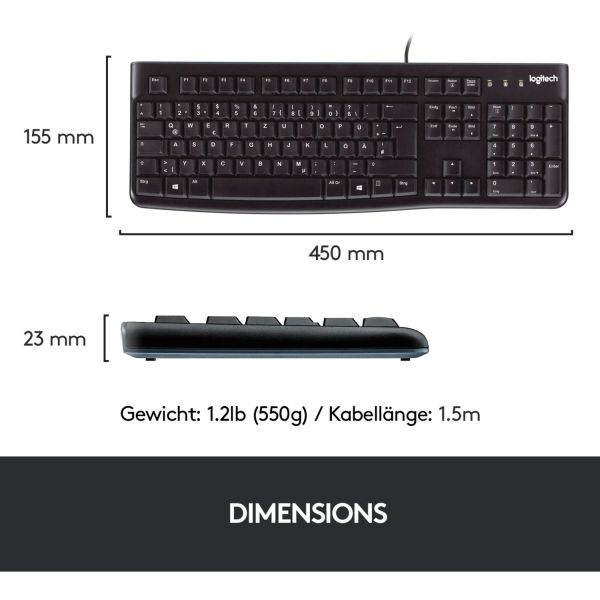 Logitech Desktop MK120 schwarz, Desktop-Set, DE-Layout