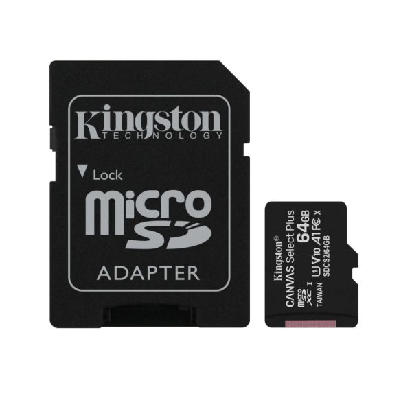 64GB Kingston Canvas Select Plus R100 microSDXC Kit
