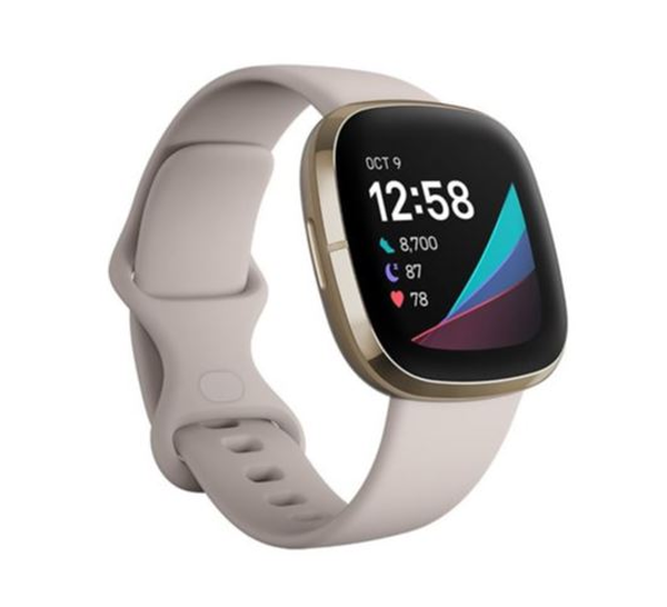 Fitbit Sense Smartwatch lunar white/soft gold stainless steel