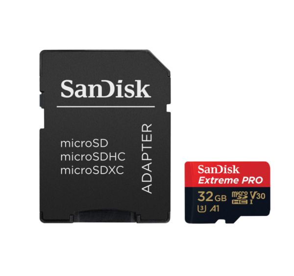 32 GB SanDisk Extreme PRO R100/W90 microSDHC Class 10 UHS-I A1 Retail inkl. Adapter