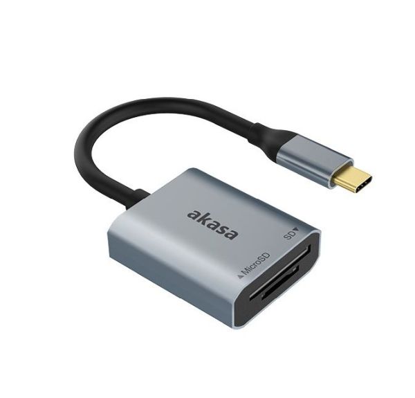 Akasa USB 3.2 Gen1 Type-C Dual Card Reader - silber
